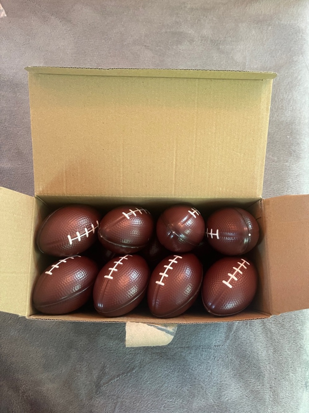 Pack of 13 Brown Mini squeeze foam Footballs party favors fidget toys new in box